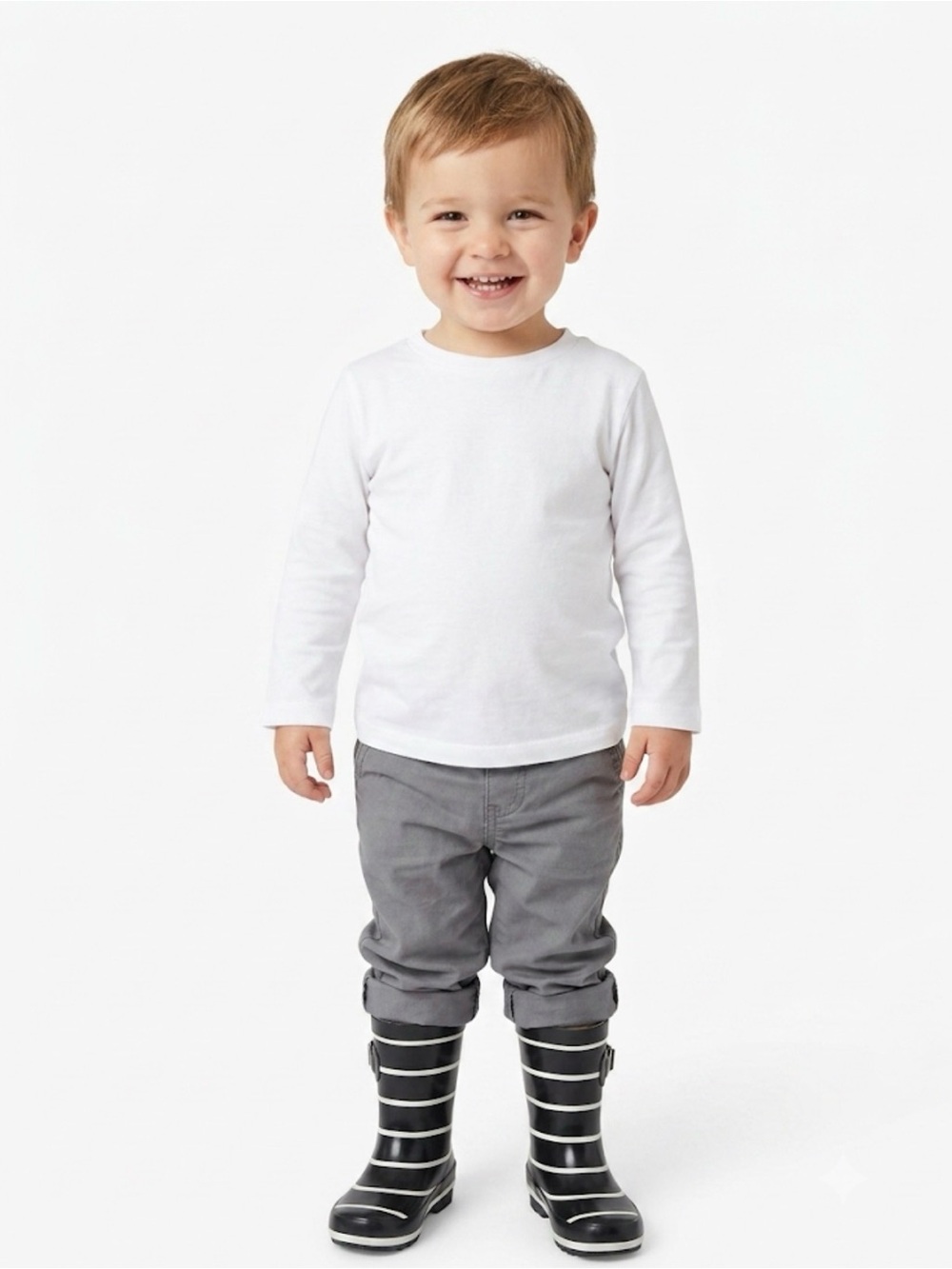 Janie and Jack Black & White Striped Rain Boots Size 9 Kids